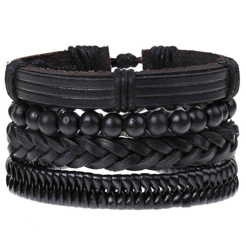 Wholesale Vintage Braided Set Cowhide Bracelet Men's Bracelets ACC-BT-Saih003
