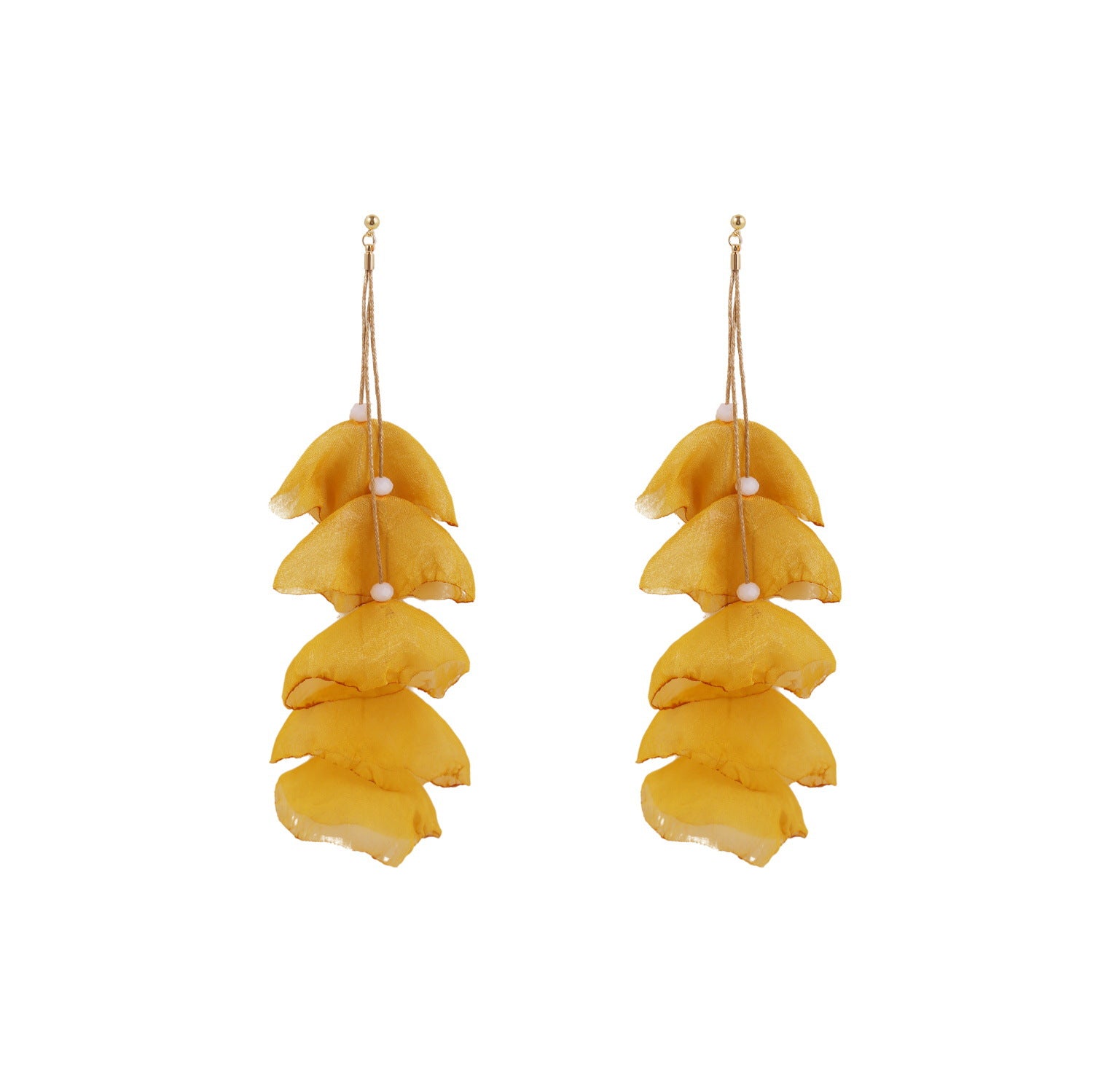 Wholesale  light yellow Gauze Flowers Exaggerated Large Earrings