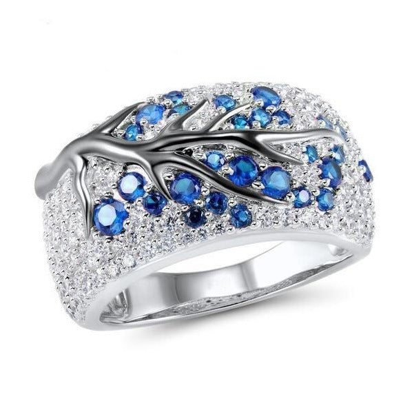 Wholesale Gold-Plated Alloy Women' s Fashion Ring,  Two-Tone Branch Design with Plum Blossom Pattern,  Trendy Decorative Jewelry for Everyday Wear or Boutique Resale