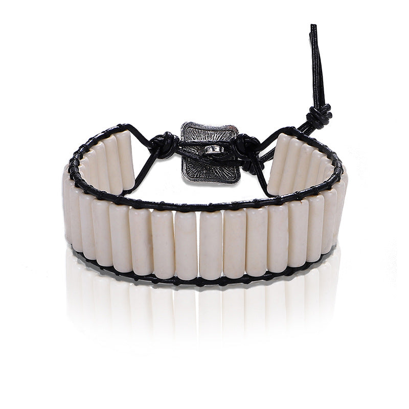 Wholesale Retro Ethnic Style Colorful Hand-woven Stone Bracelet