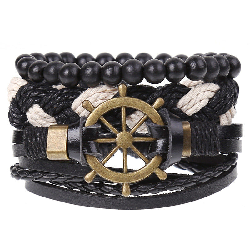 Wholesale Vintage Braided Set Cowhide Bracelet Men's Bracelets ACC-BT-Saih003