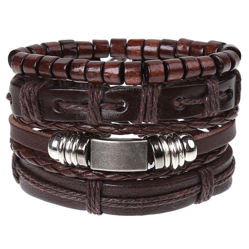 Wholesale Vintage Braided Set Cowhide Bracelet Men's Bracelets ACC-BT-Saih003