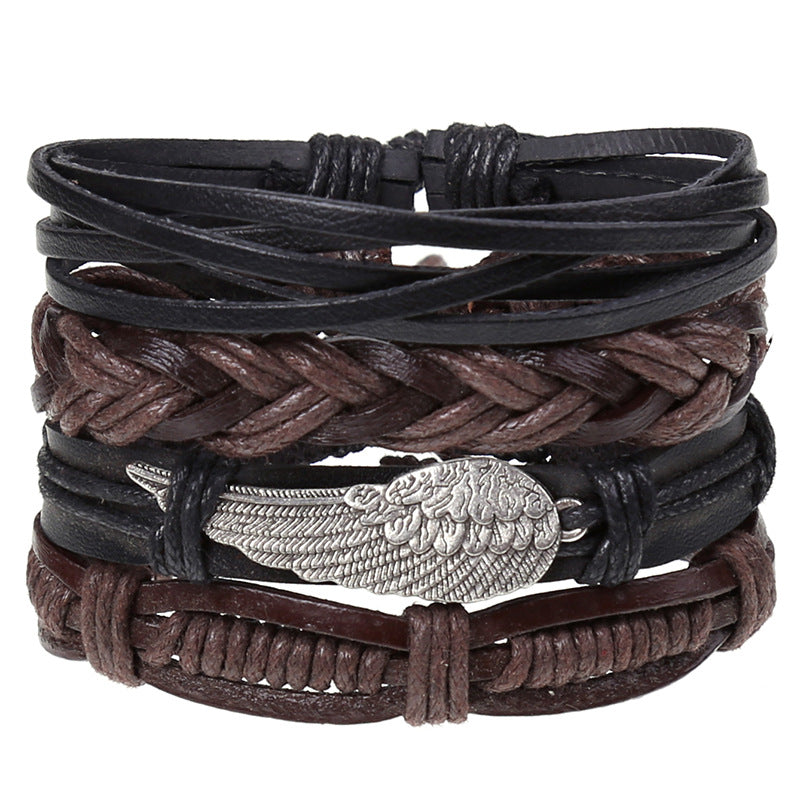 Wholesale Vintage Braided Set Cowhide Bracelet Men's Bracelets ACC-BT-Saih003