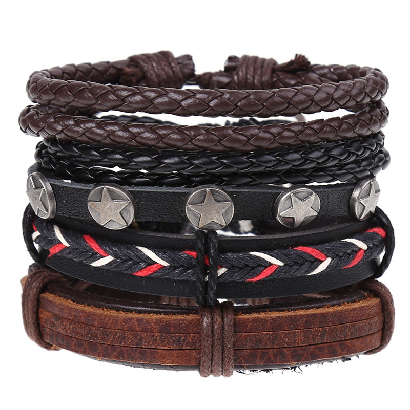 Wholesale Vintage Braided Set Cowhide Bracelet Men's Bracelets ACC-BT-Saih003