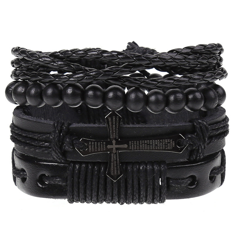Wholesale Vintage Braided Set Cowhide Bracelet Men's Bracelets ACC-BT-Saih003