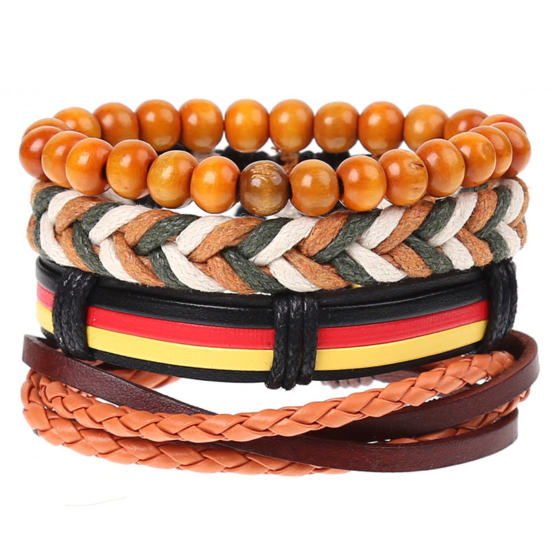 Wholesale Vintage Braided Set Cowhide Bracelet Men's Bracelets ACC-BT-Saih003