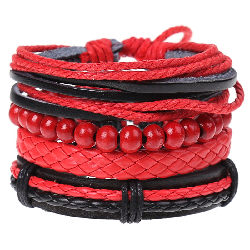 Wholesale Vintage Braided Set Cowhide Bracelet Men's Bracelets ACC-BT-Saih003