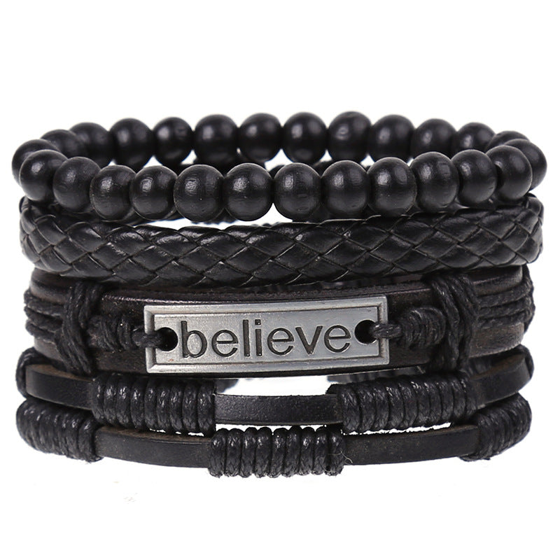 Wholesale Vintage Braided Set Cowhide Bracelet Men's Bracelets ACC-BT-Saih003