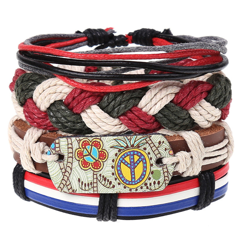 Wholesale Vintage Braided Set Cowhide Bracelet Men's Bracelets ACC-BT-Saih003