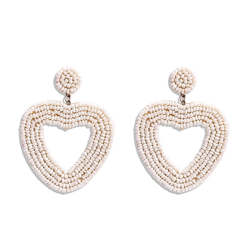 Wholesale Ethnic Style Earrings Colorful Love Earrings Bohemian Handmade Beaded Earrings ACC-ES-Yiniao004