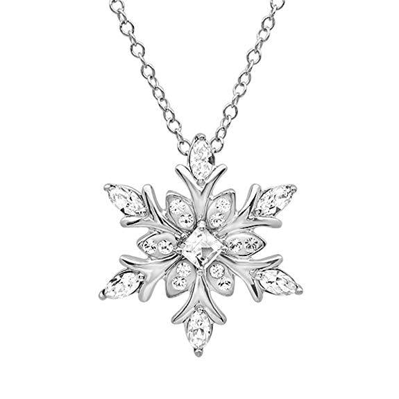 Wholesale Zircon Christmas Snowflake Necklace