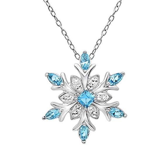 Wholesale Zircon Christmas Snowflake Necklace