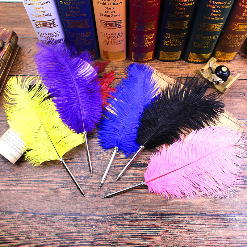 Wholesale  10pcs stationery feather pen ostrich pen ballpoint pen