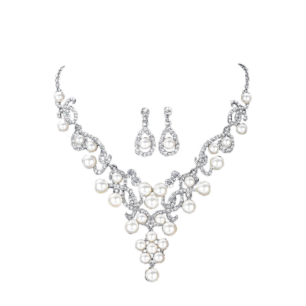 Wholesale Pearl Teardrop Shape Flower Earrings Necklace