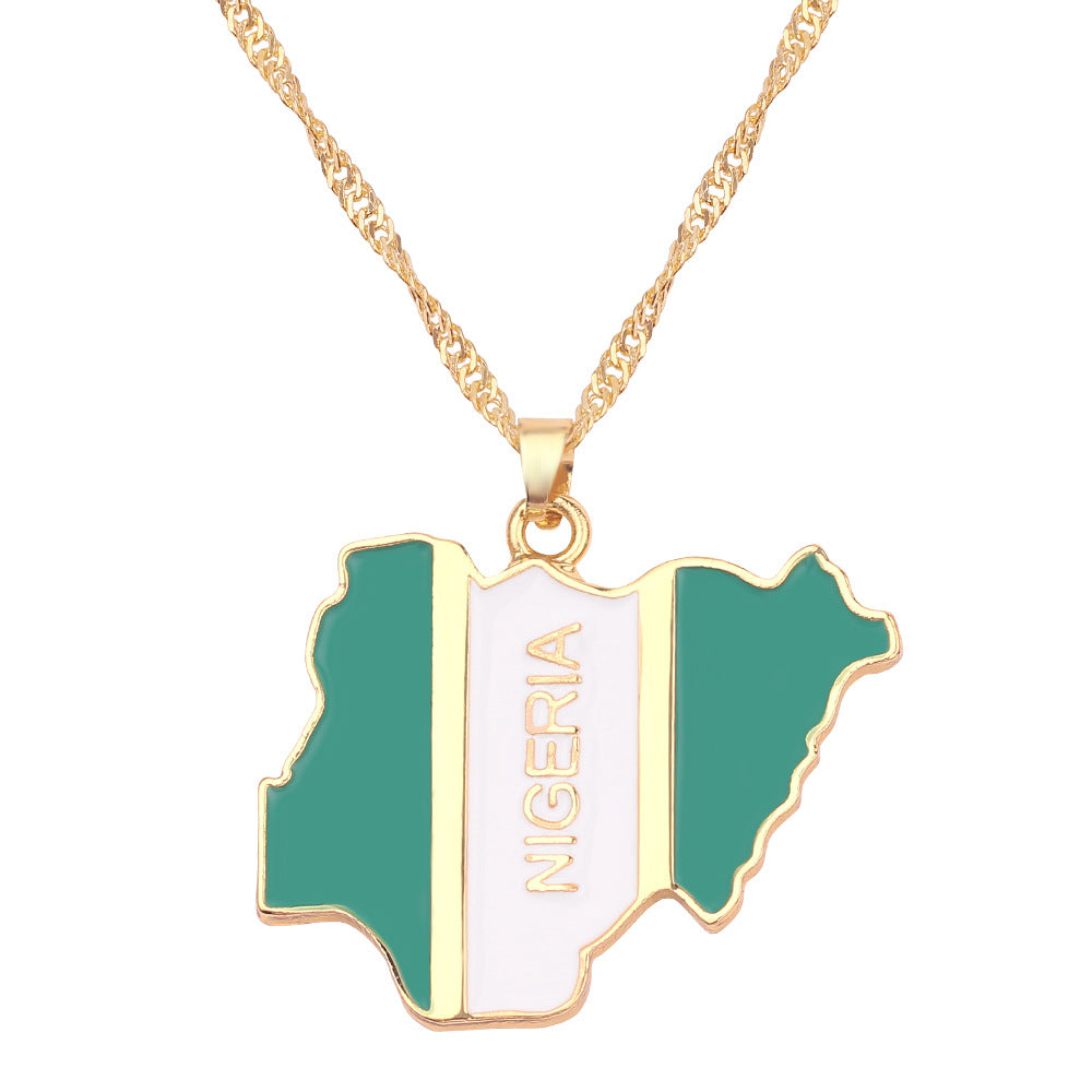 Wholesale creative alloy jewelry world map necklace