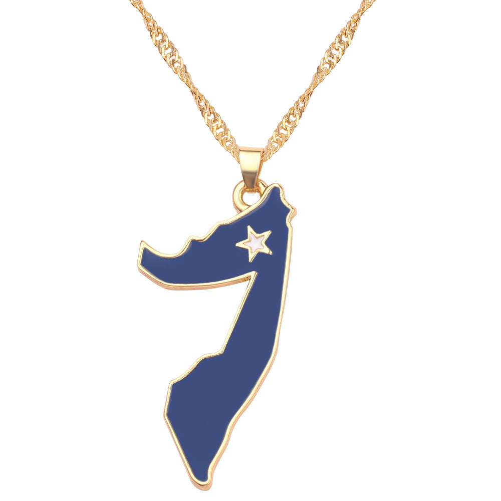 Wholesale creative alloy jewelry world map necklace
