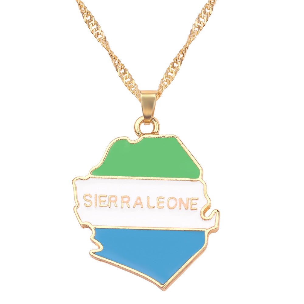 Wholesale creative alloy jewelry world map necklace