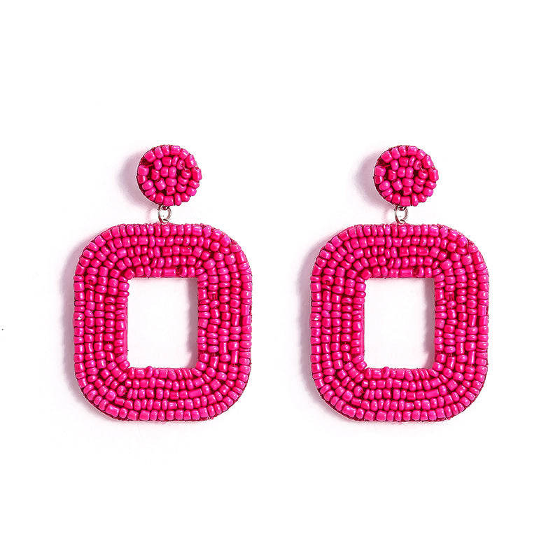 Wholesale Ethnic Style Earrings Colorful Love Earrings Bohemian Handmade Beaded Earrings ACC-ES-Yiniao004