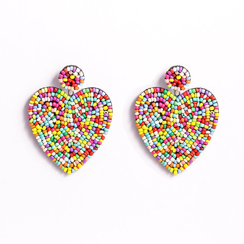 Wholesale Ethnic Style Earrings Colorful Love Earrings Bohemian Handmade Beaded Earrings ACC-ES-Yiniao004
