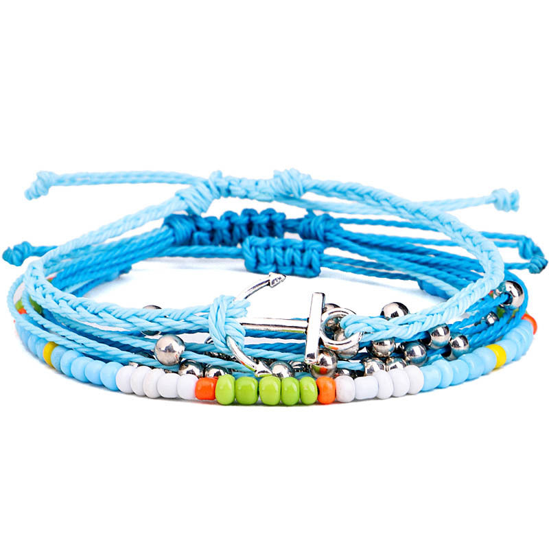 Wholesale Rice Bead Alloy Handmade Woven Bracelet