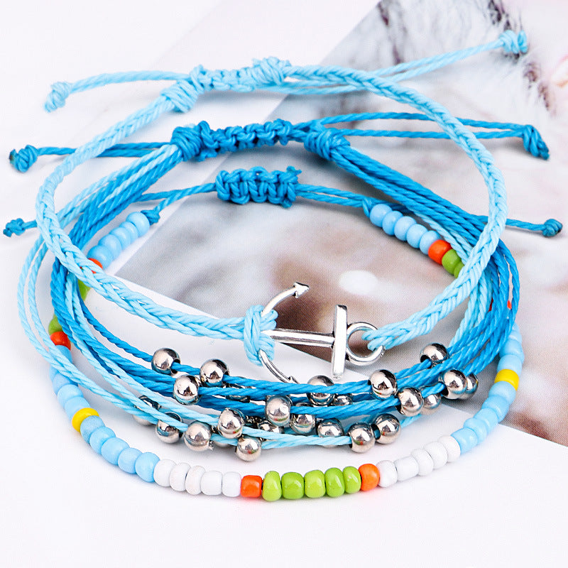Wholesale Rice Bead Alloy Handmade Woven Bracelet
