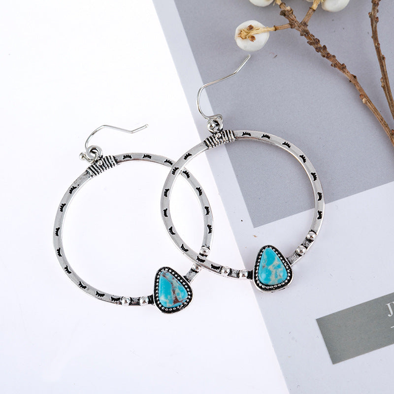 Wholesale Retro Silver Turquoise Earrings