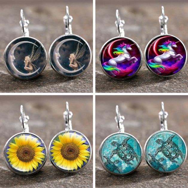 Wholesale Retro Moon Angel Alloy Earrings Boutique Resale