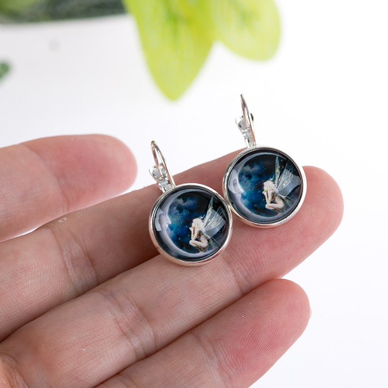 Wholesale Retro Moon Angel Alloy Earrings Boutique Resale