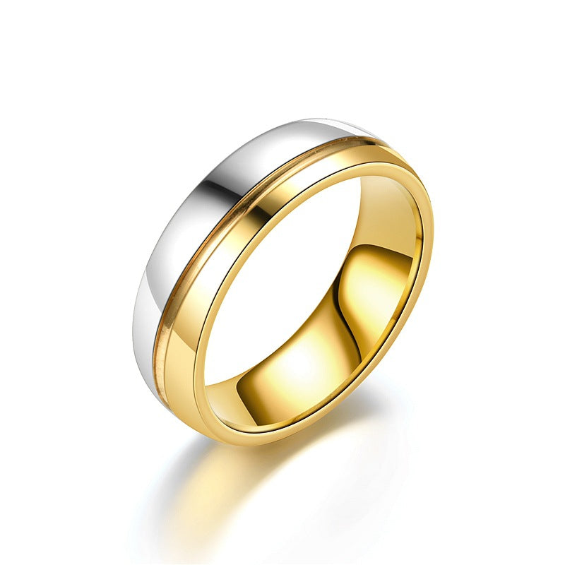 Wholesale  Two-color Room Gold  Stainless Steel Couple Ring