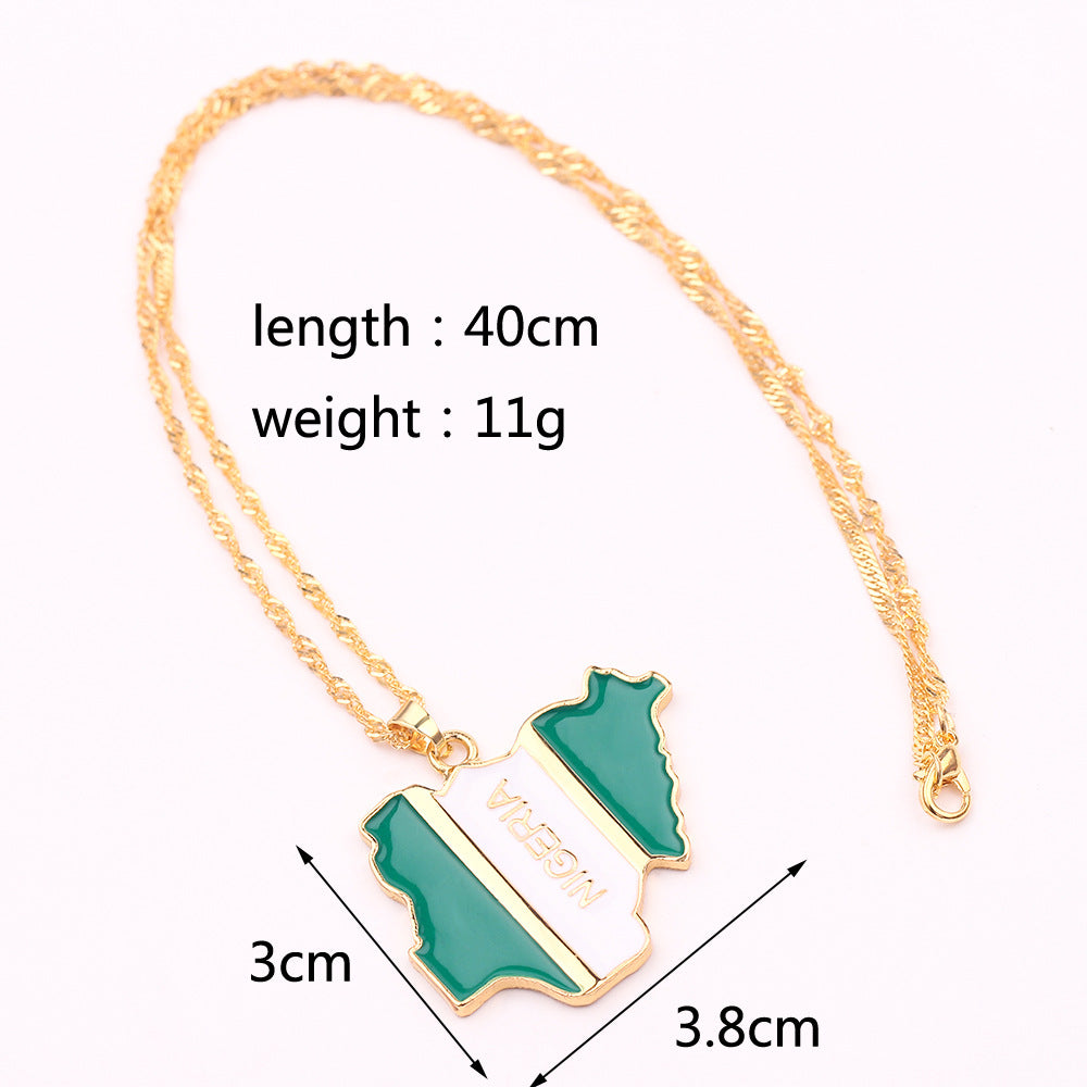 Wholesale creative alloy jewelry world map necklace