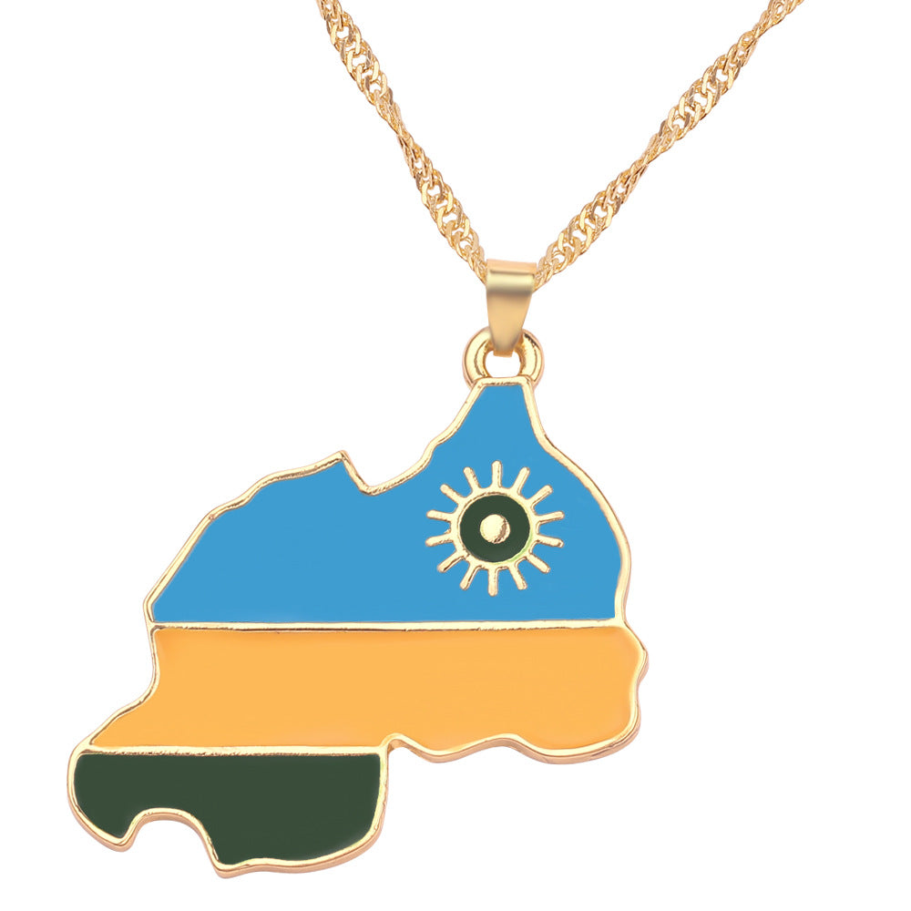 Wholesale creative alloy jewelry world map necklace