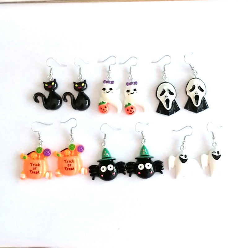 Wholesale   Resin  Pumpkin Mask Skull Ghost Cat   Earrings