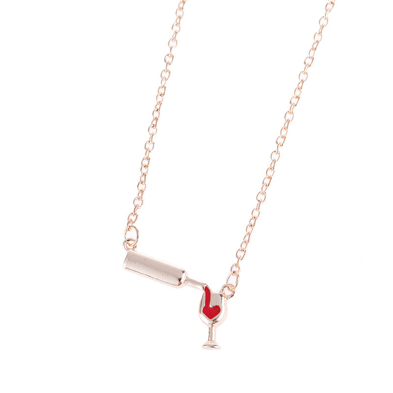 Wholesale Alloy Love Wine Bottle Cup Necklace Fashion Clavicle Chain