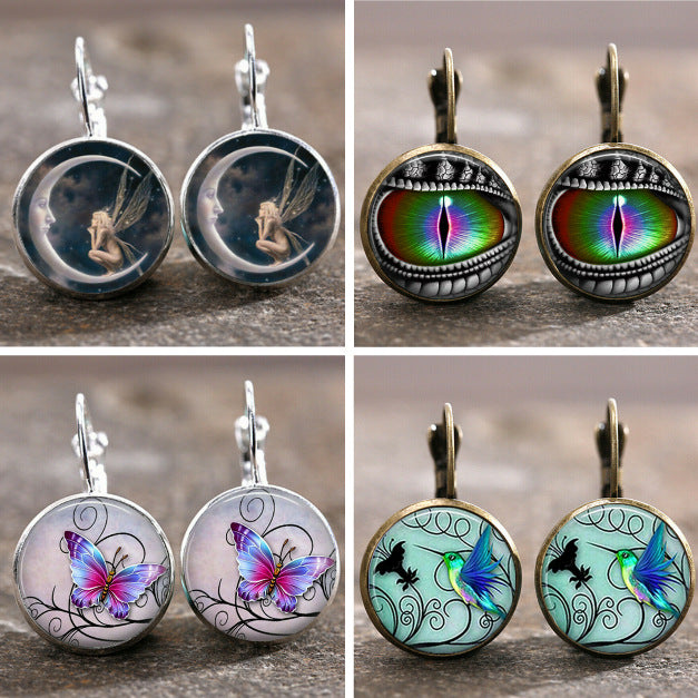 Wholesale Retro Moon Angel Alloy Earrings Boutique Resale