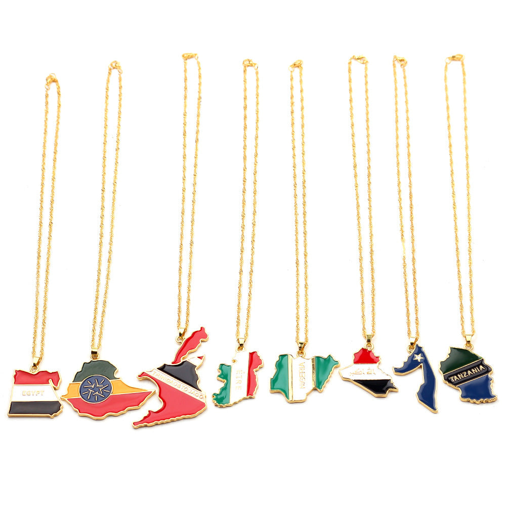 Wholesale creative alloy jewelry world map necklace