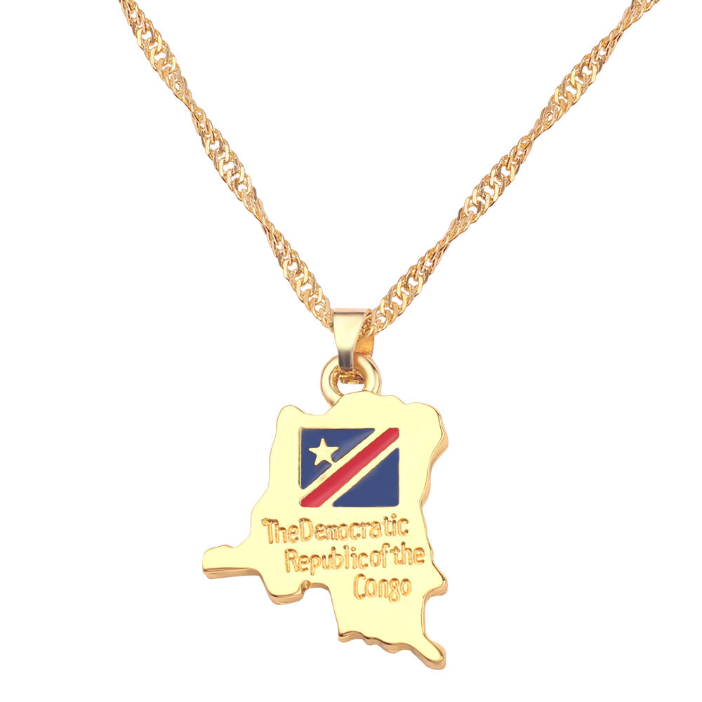 Wholesale creative alloy jewelry world map necklace