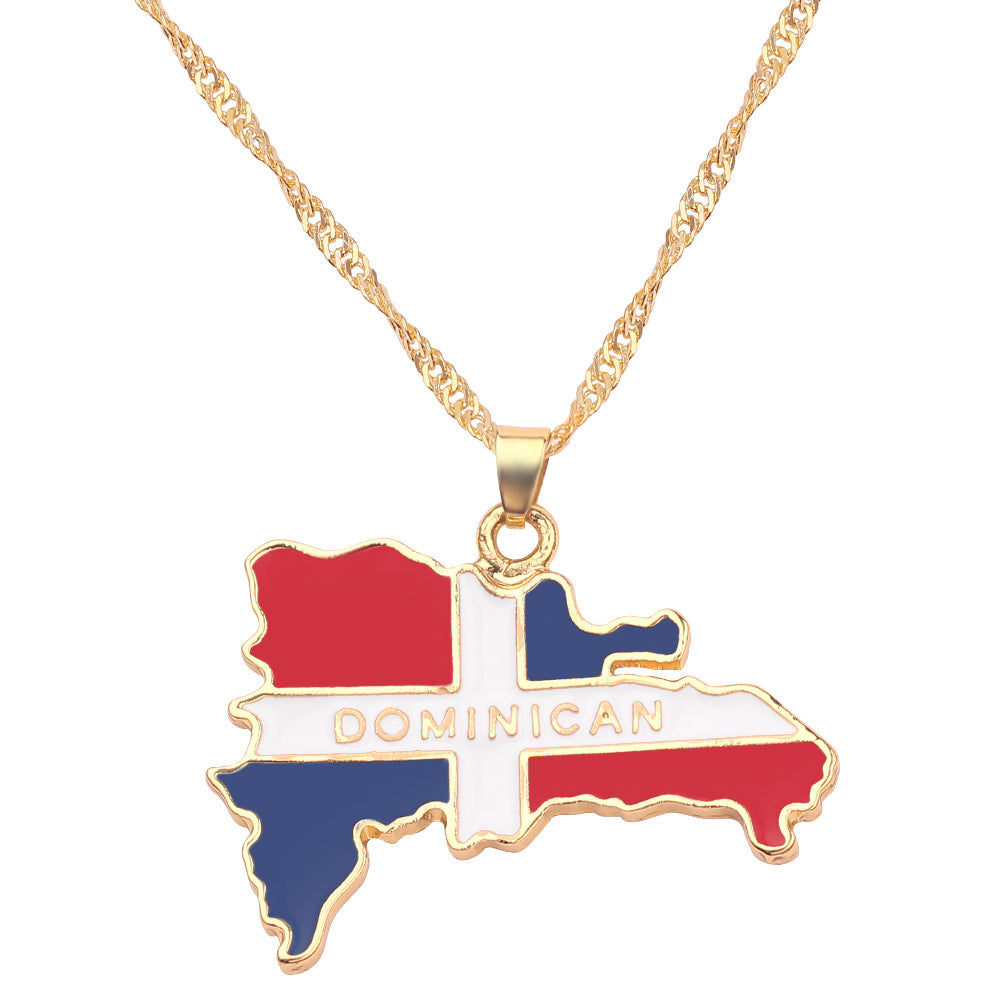 Wholesale creative alloy jewelry world map necklace