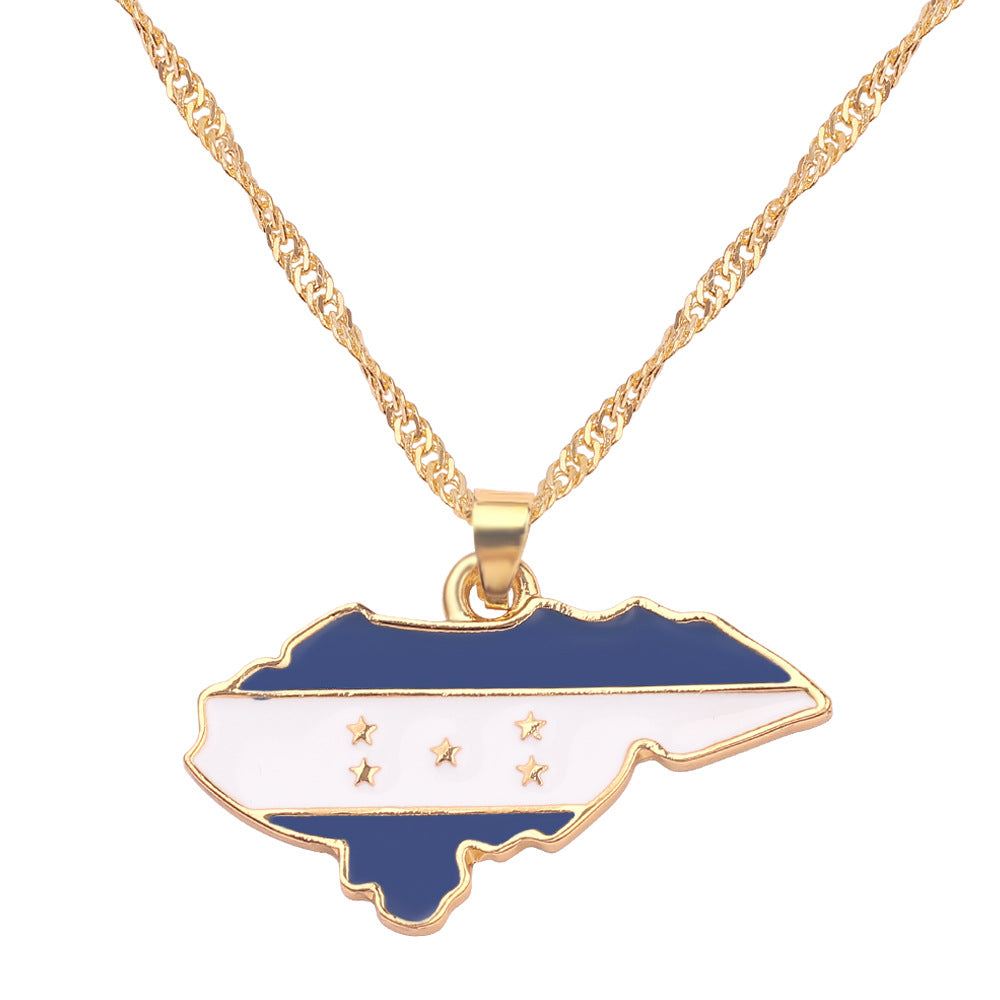 Wholesale creative alloy jewelry world map necklace