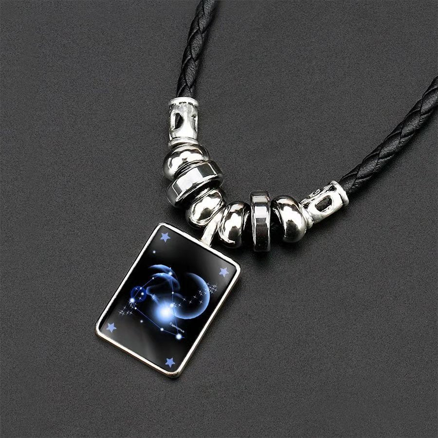 Wholesale Twelve Constellations Starry Sky Luminous Retro Necklace ACC-NE-Pufei004