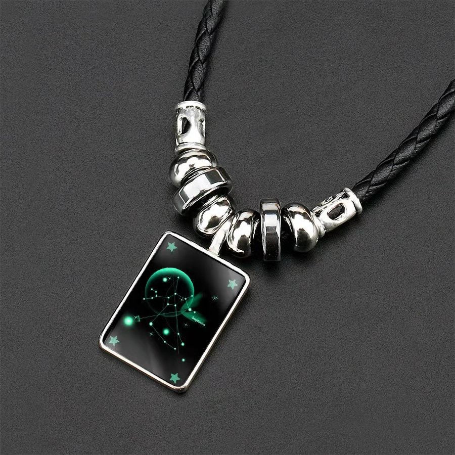 Wholesale Twelve Constellations Starry Sky Luminous Retro Necklace ACC-NE-Pufei004