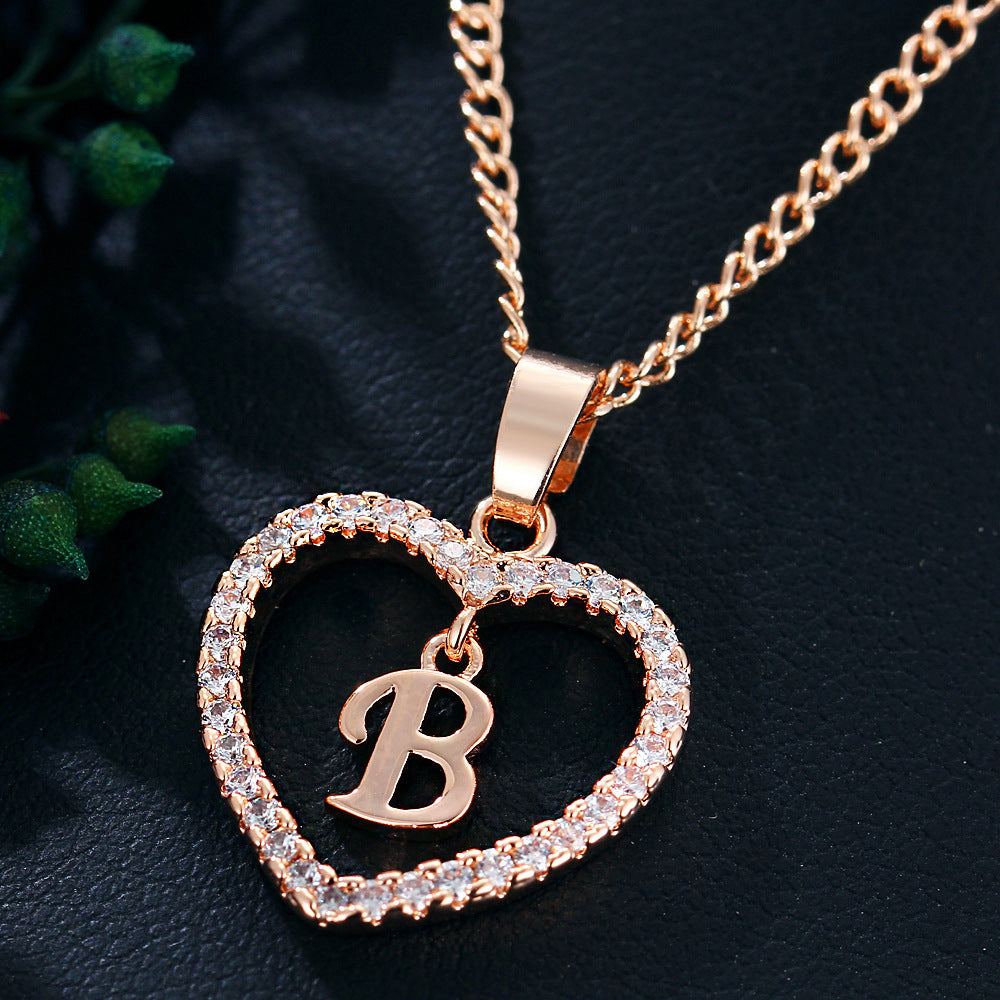 Wholesale Alloy Letter Zircon Love Necklace Jewelry Love Pendant