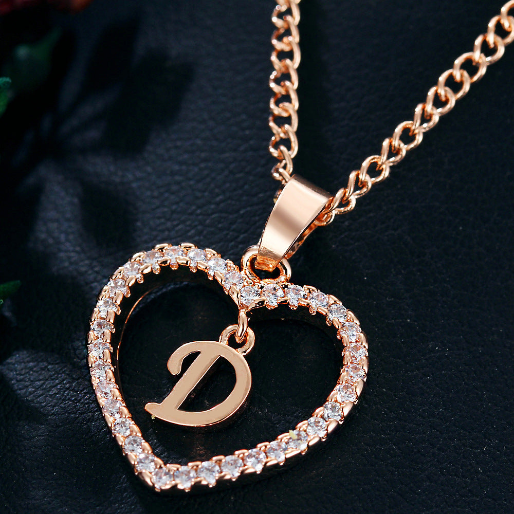 Wholesale Alloy Letter Zircon Love Necklace Jewelry Love Pendant
