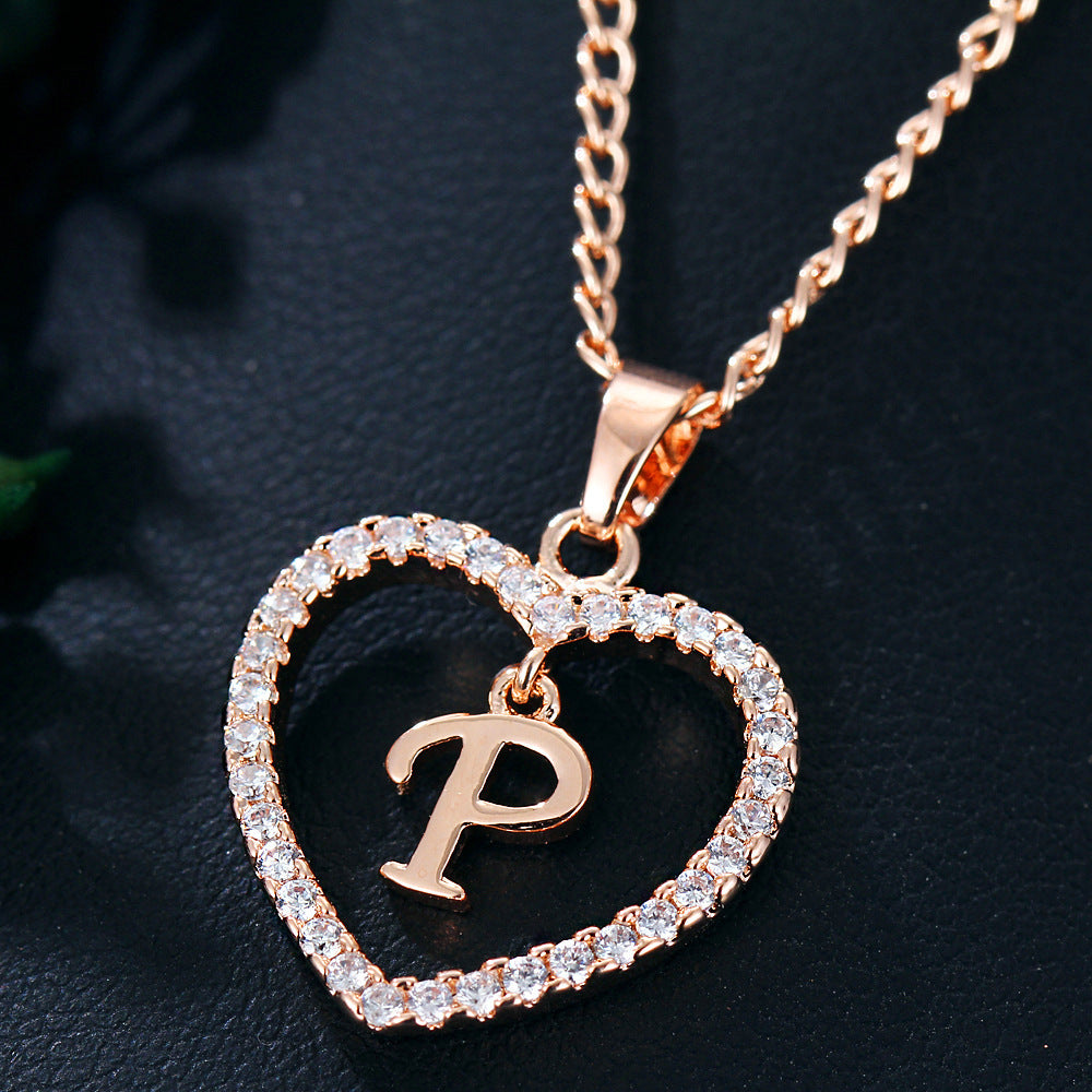 Wholesale Alloy Letter Zircon Love Necklace Jewelry Love Pendant