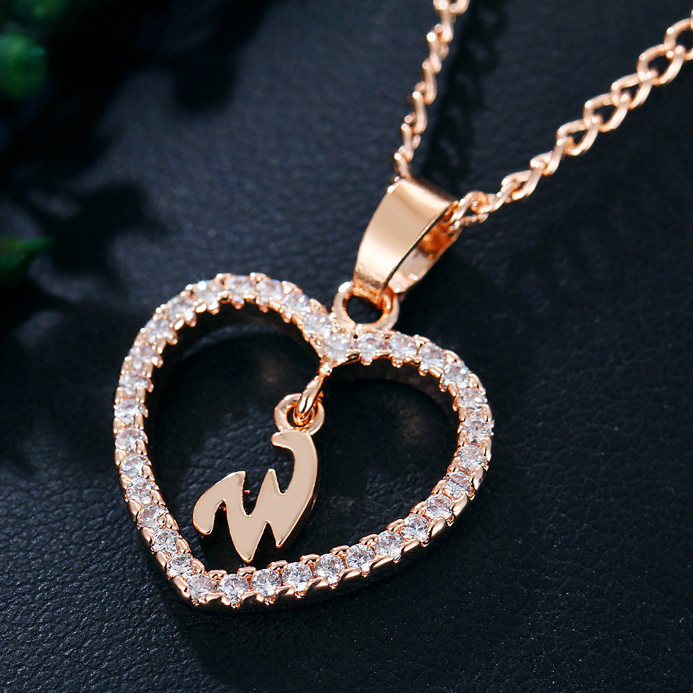 Wholesale Alloy Letter Zircon Love Necklace Jewelry Love Pendant