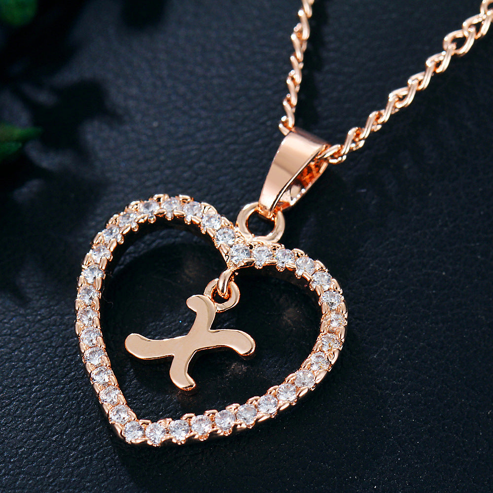 Wholesale Alloy Letter Zircon Love Necklace Jewelry Love Pendant