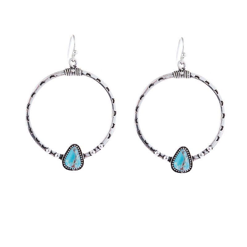 Wholesale Retro Silver Turquoise Earrings