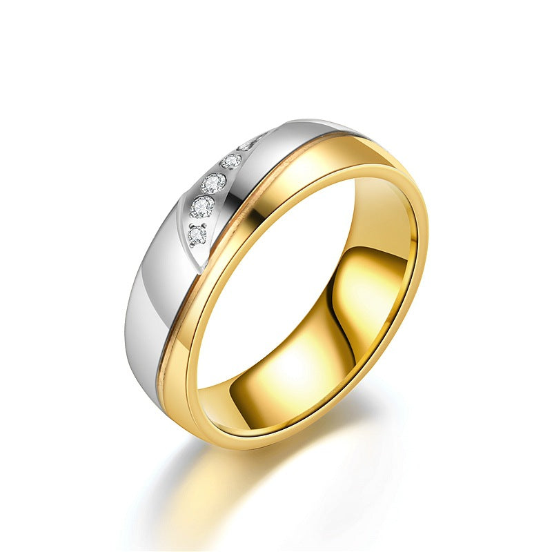 Wholesale  Two-color Room Gold  Stainless Steel Couple Ring
