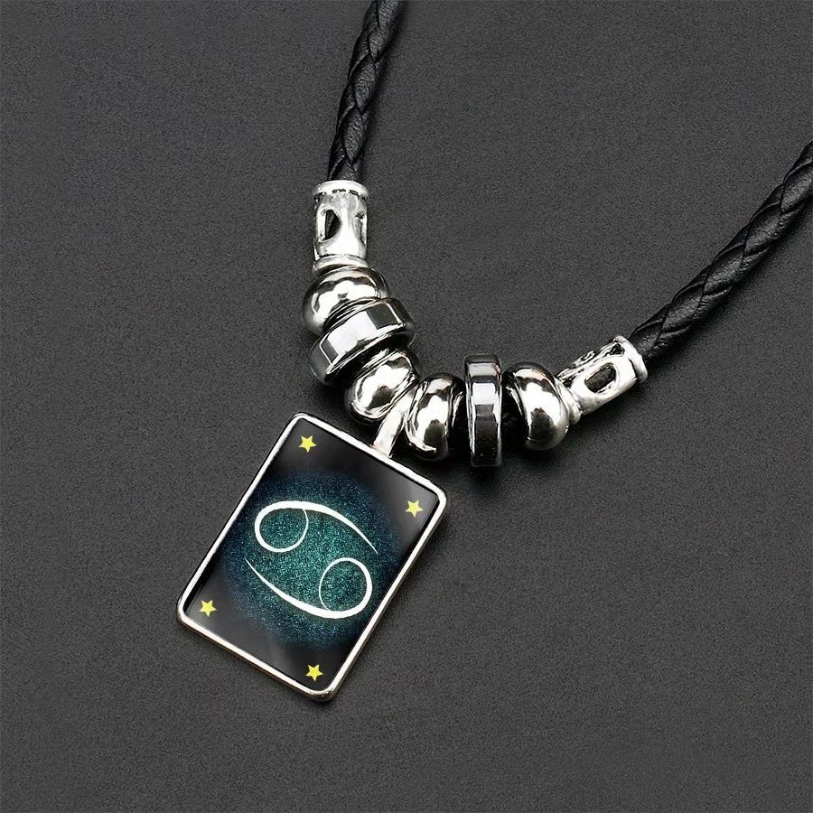 Wholesale Twelve Constellations Starry Sky Luminous Retro Necklace ACC-NE-Pufei004