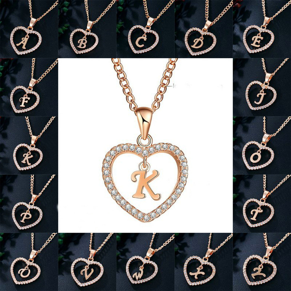 Wholesale Alloy Letter Zircon Love Necklace Jewelry Love Pendant