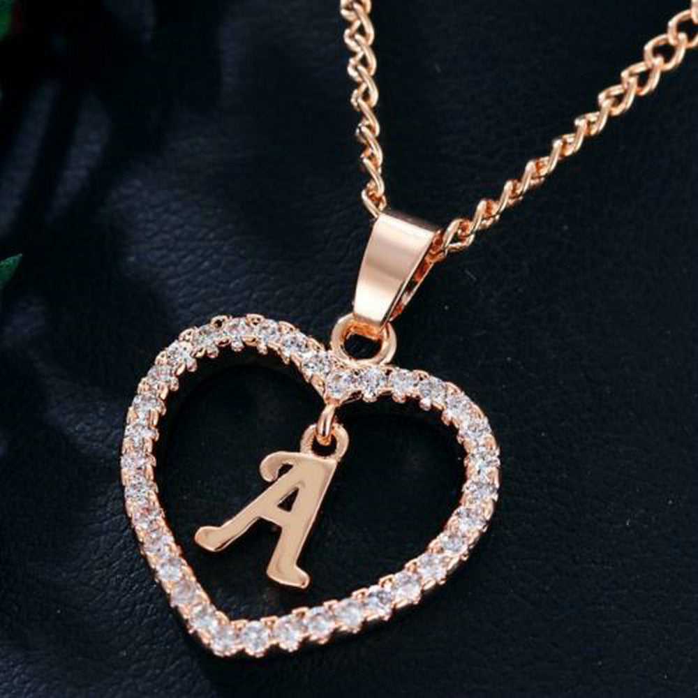 Wholesale Alloy Letter Zircon Love Necklace Jewelry Love Pendant